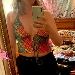 DollsKill Multicolor Sleeveless Crop Top